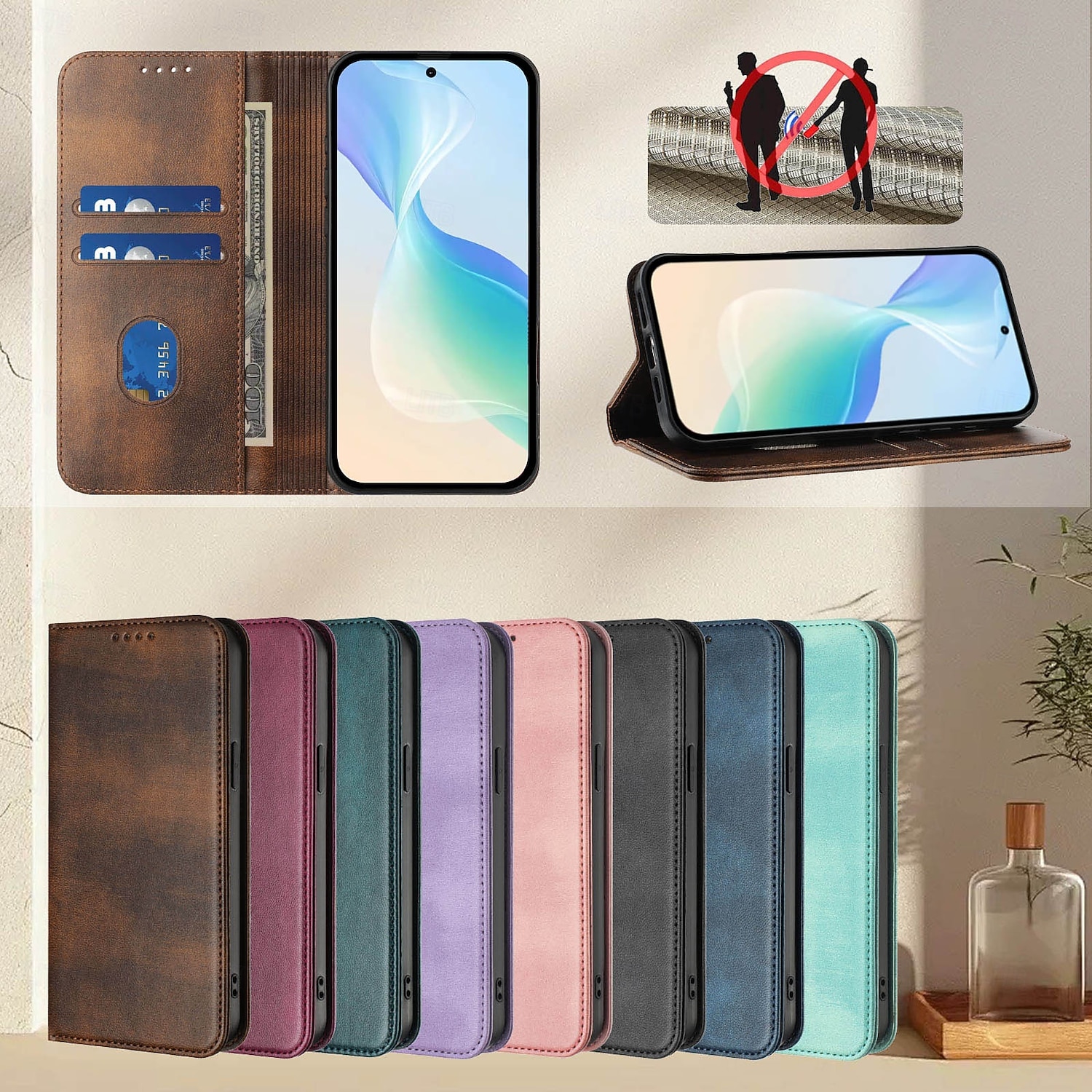 telefone Capinha Para Samsung Galaxy S26 S26 Ultra Plus Capa para Cartão Wallet Com Suporte Suporte para carregamento sem fio Slot para cartão Retro TPU Couro PU de 2026 por $15.99 –P3
