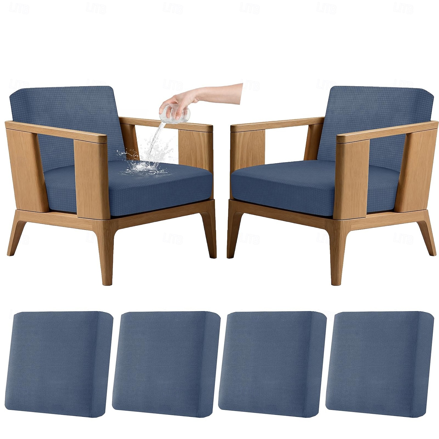 4 stuks stretch kussenhoezen voor buiten, 100% waterdicht, vervangende hoezen voor tuinbanken en -sofa's, wasbare en herbruikbare meubelbeschermers. 2026 - $45.99 –P1