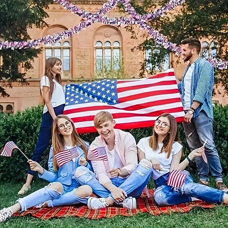4/6 st patriotisk glittergirlang amerikansk flagga folie fransbanderoll 2m/6,6ft röd vit blå girlang för 4 juli självständighetsdagen minnesdagen arbetsdagen festdekorationer väggbonad heminredning 2026 - $15.99 –P9