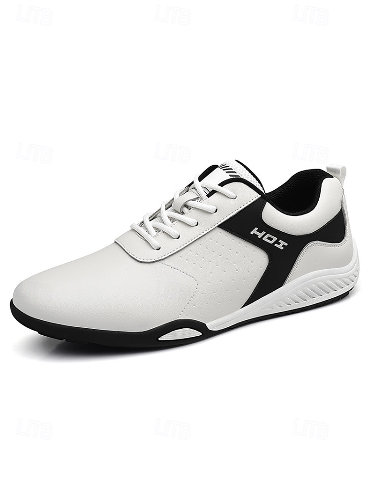 Ανδρικά λευκά και μαύρα αθλητικά παπούτσια με αντίθεση, ελαφριά, μοντέρνα casual παπούτσια με κορδόνια για βραδιές σε θέρετρα, παραθαλάσσιες αποδράσεις, πάρτι δίπλα στην πισίνα, ταξίδια διακοπών, smart casual βραδινά σύνολα 2026 - $59.99 –P5