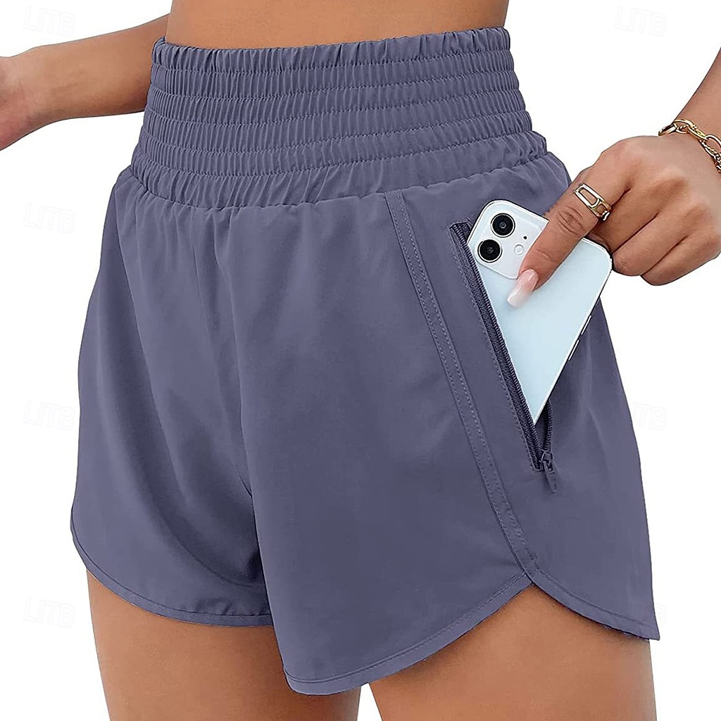 Women's Athletic Shorts Shorts Summer Shorts Beach Shorts Vacation Fashion Casual Daily Short High Waist Elastic Waistband Asymmetric Zipper Pocket Comfort Quick Dry Soft Micro-elastic Streetwear 2026 - $20.99 –P21