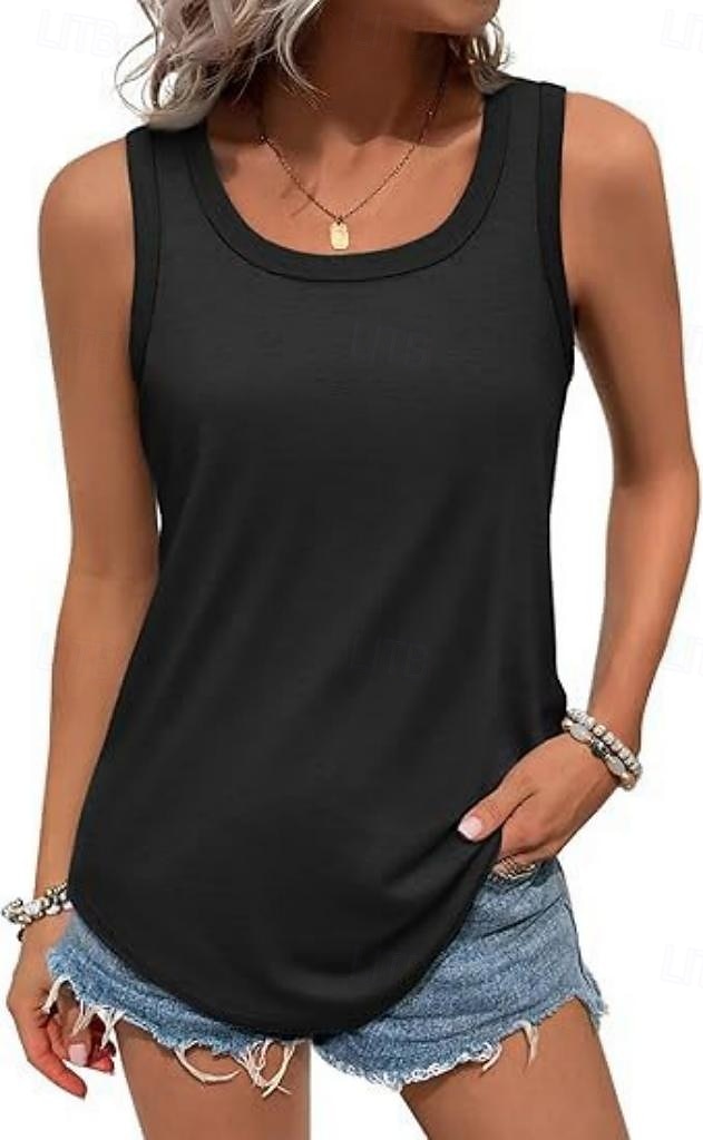 Pentru femei Bluză Tricouri Culoare solidă Stilat Casual Fără manșon Stil Nautic Topuri lungi Zilnic Sport Ieșire Negru Alb Roz Îmbujorat Vară Primăvară 2026 - $21.99 –P1