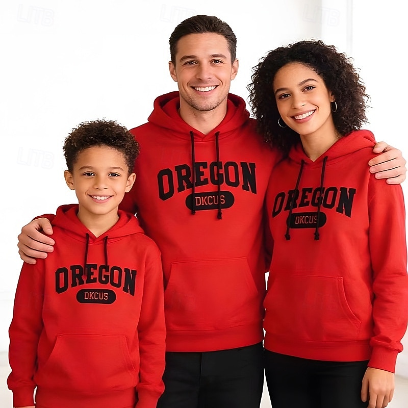 Family Tops Letter Casual Print Red Light Purple Beige Long Sleeve Active Matching Outfits 2026 - $45.99 –P1
