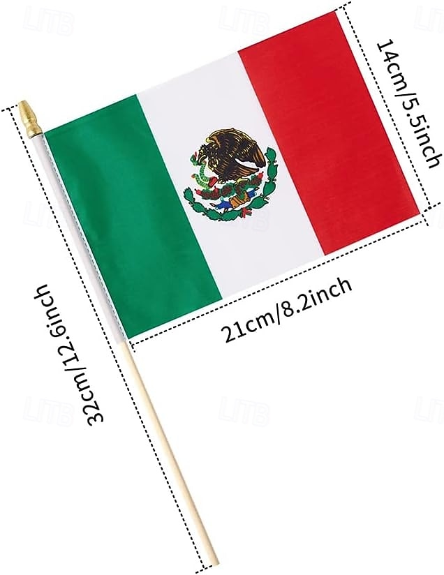 Paquete de 25 banderas pequeñas de México, mini banderas mexicanas portátiles en palo de 5 x 8 pulgadas para partidos de la Copa Mundial de Fútbol de verano, eventos deportivos, decoraciones de fiesta 2026 - $16.99 –P2