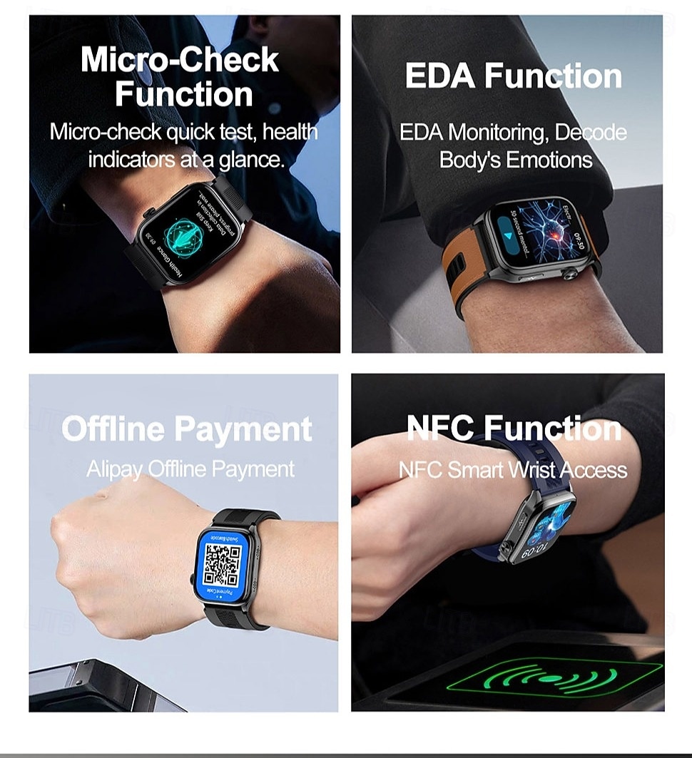 iMosi S101 Reloj inteligente 2.06 pulgada Smartwatch Reloj elegante Bluetooth Podómetro Recordatorio de Llamadas Seguimiento de Actividad Compatible con Android iOS Hombre Llamadas con Manos Libres 2026 - $168.99 –P8