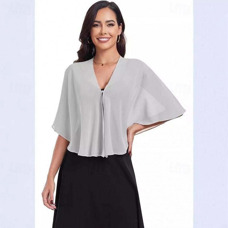 Women's Wrap Shrug Mother's Wraps Bridal's Wraps Wedding Guest 's Wraps Elegant Ladies Formal Style Sleeveless Chiffon Wedding Wraps With Pure Color For Daily Summer 2026 - $22.99 –P2