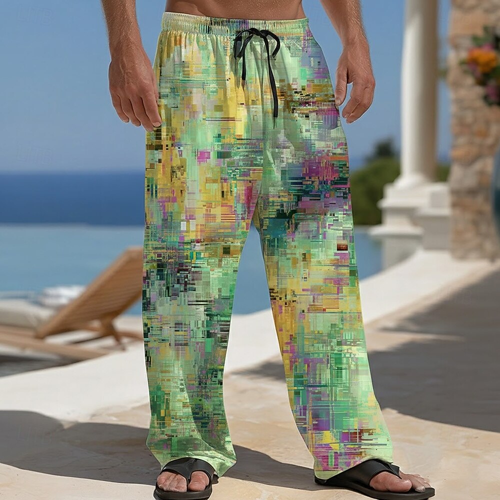 Per uomo Blocco di colori Patchwork Arte astratta Pantaloni Pantaloni casual Pantaloni Larghi Misura del girovita medio Moda Casa All'aperto Vacanza Coulisse elastica in vita Pantaloni tipo lino con del 2026 a $27.99 –P3