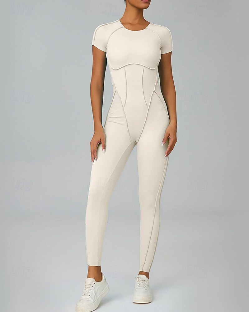 Mujer Mono de Fitness Pijama Mono Color sólido Body Verano Primavera Otoño Arroz blanco Rosa Entrenamiento de gimnasio Aptitud física Yoga Eslático Transpirable Manga Corta Deporte Ropa de Deporte 2026 - $44.99 –P3