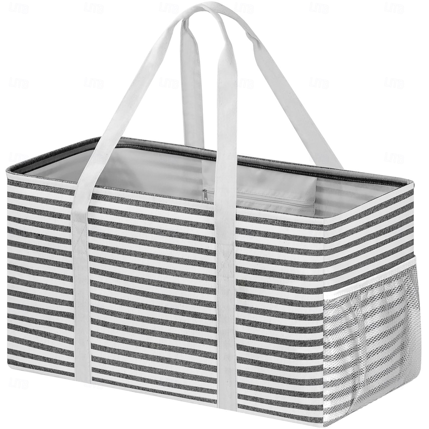 حقيبة تسوق كبيرة قابلة لإعادة الاستخدام سعة 38 لترًا مزودة بإطار سلكي &حقيبة تسوق قابلة للطي مع مقابض، مثالية للتخزين والنزهات والشاطئ وغسيل الملابس &منظم صندوق السيارة 2026 - $22.99 –P2