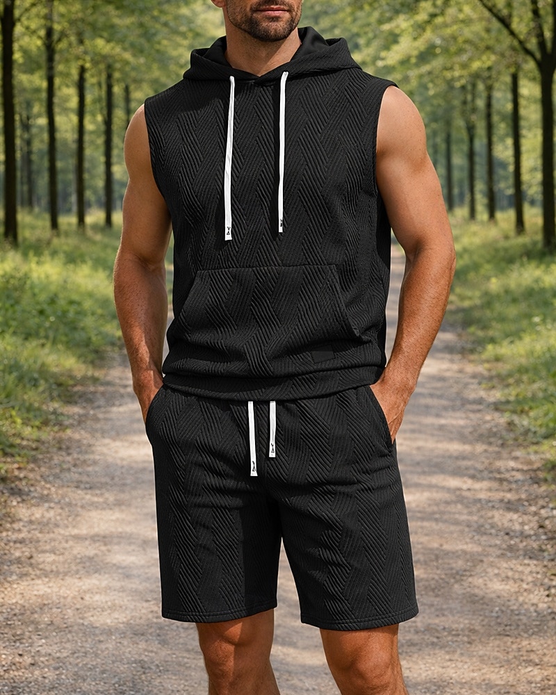 Hombre Tracksuit Vestimenta para correr Trajes de entrenamiento Correa 2 Piezas Color sólido Conjunto de ropa deportiva Verano Primavera Negro Blanco Entrenamiento de gimnasio Correr Corriendo 2026 - $37.99 –P5