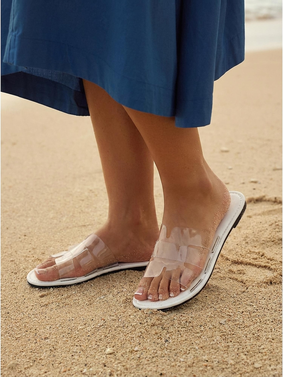 Färgglada gula strandtofflor för kvinnor - eleganta platta sandaler i genomskinlig PVC med H-remmar för tropiska semestrar och öresor &sommarkläder vid poolen 2026 - $18.99 –P1