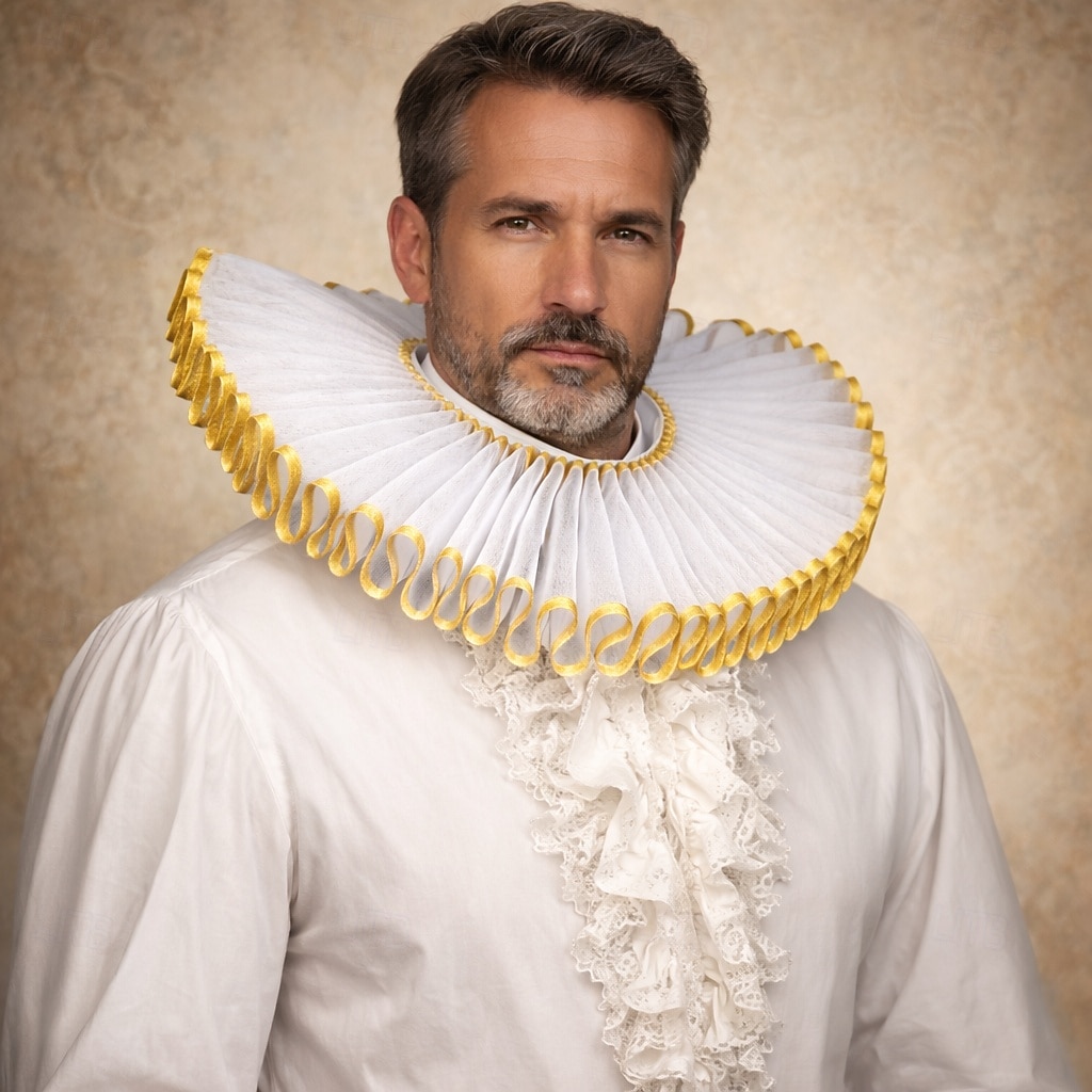 Rococó Vitoriano Renascentista Gola de babados elizabetana Nobre Mulher nobre Fantasia Unisexo Dia Das Bruxas Carnaval Espetáculo LARP Ren Faire Adulto Colar de 2026 por $20.99 –P1