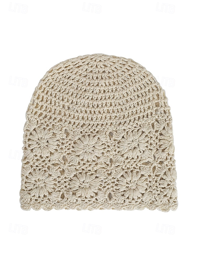 Женская вязаная шапка-бини в стиле бохо с цветочным принтом, из хлопковой смеси, разных цветов, для повседневной носки, путешествий, отдыха и пляжного курорта. 2026 - $14.99 –P8