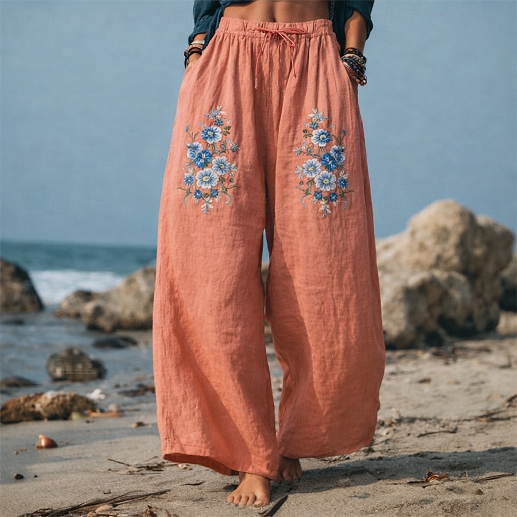 Per donna Gamba larga Pantaloni Pantaloni Palazzo Moda Boho Lunghezza intera Vita Alta Fiore Coulisse Elastico in vita Stampato Traspirabilità Confortevole Streetwear Abbigliamento quotidiano Uscire del 2026 a $22.99 –P5
