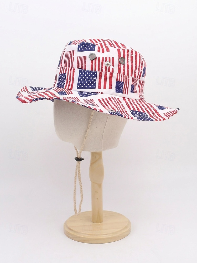 Женская ковбойская шляпа-панама из полиэстера с принтом, 2 в 1, многофункциональная, с патриотическим дизайном в виде флага США, идеально подходит для празднования 250-летия США, Дня независимости и повседневной носки. 2026 - $14.99 –P4