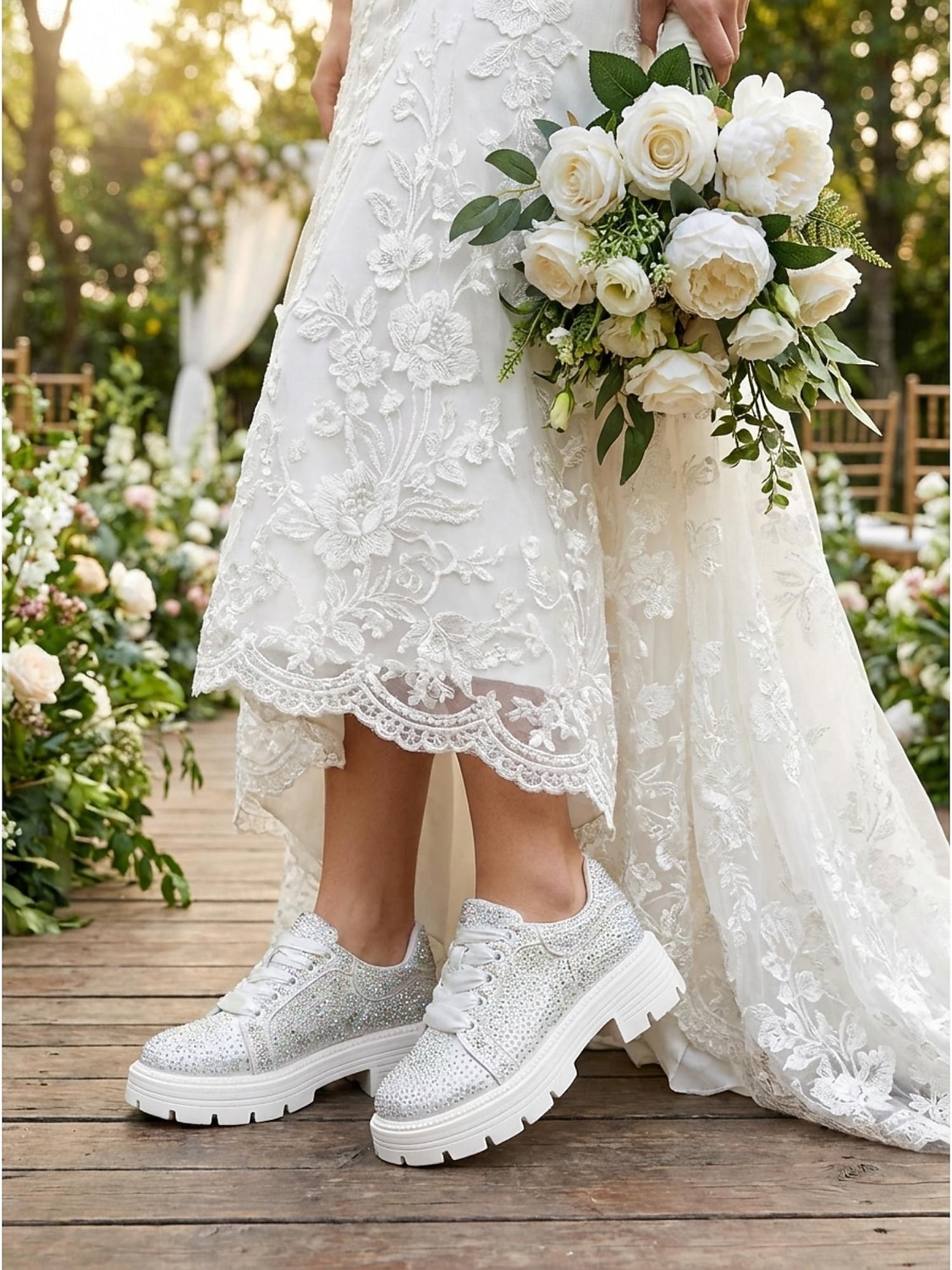 silver dress sneakers Outfit Silver Sparkle Sneakers Women's Outfit: Silver Sequin Midi Dress, Silver Leather Slip-on
