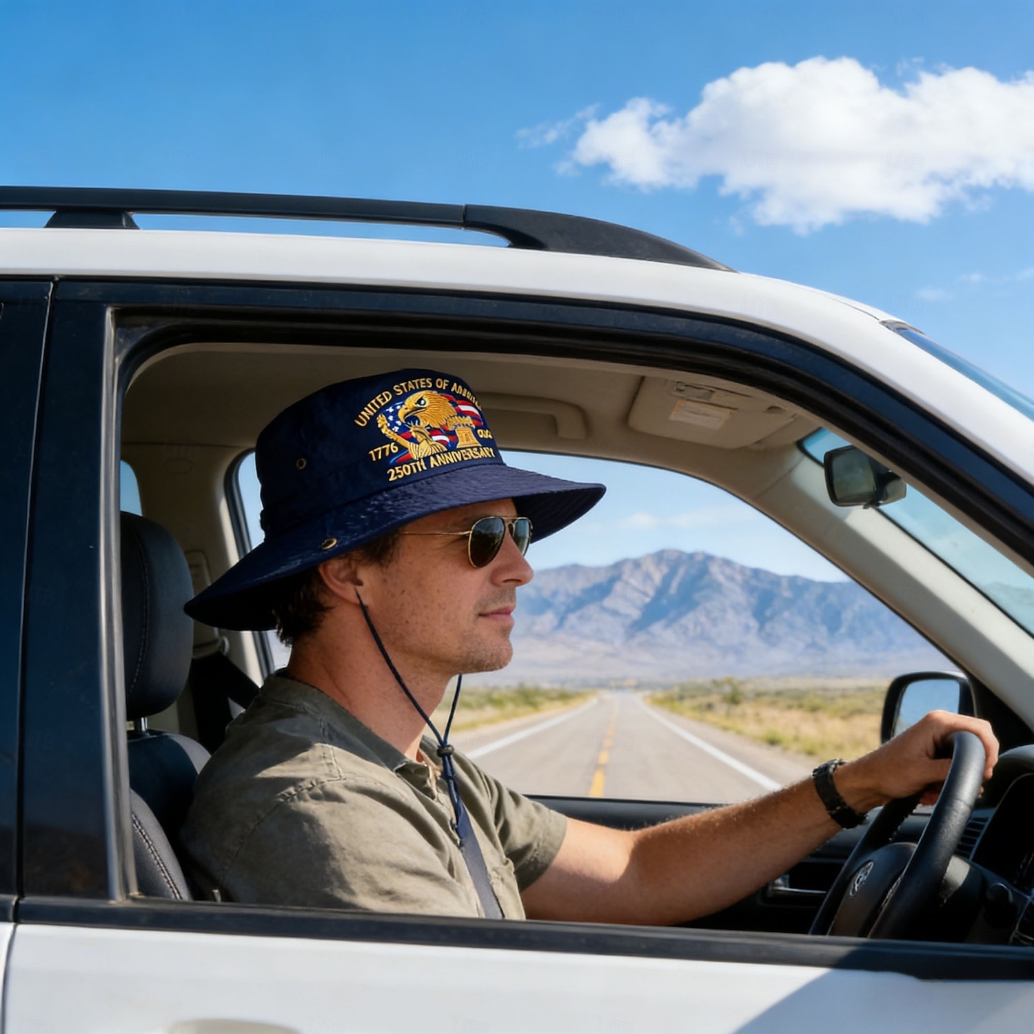 Vyšívaný rybářský klobouk k 250. výročí USA, americký kbelík k 250. výročí, 1776-2026, skládací vlastenecké sluneční klobouky pro muže i ženy, prodyšné a univerzální pro všechna roční období. 2026 - $21.99 –P6