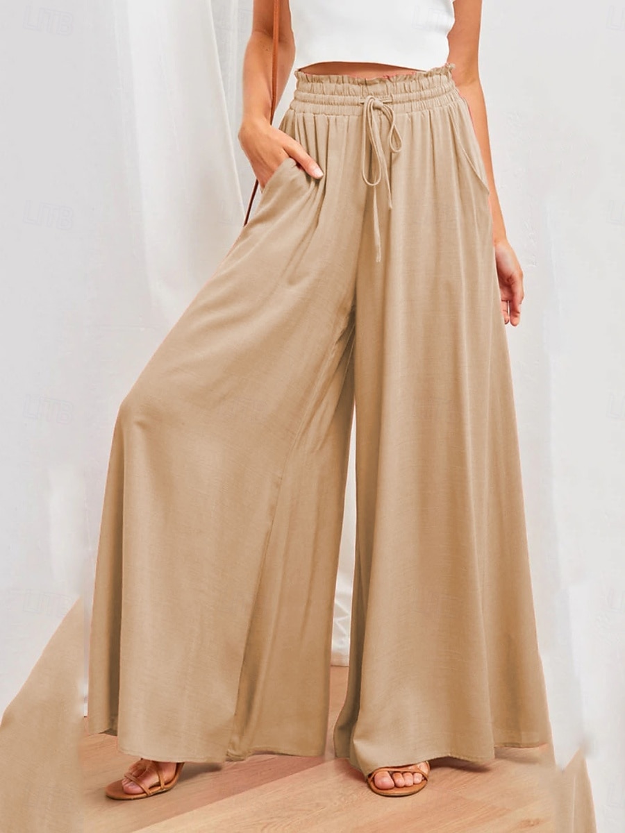 Dam Trosor Kinesiska Aktiv Streetwear Ledigt Fullängd Medium Midja Slät Snörning Bekväm Oelastisk Dagligen Utomhus Gata Aprikos Svart Mörk marin Kaki Sommar Vår Lös passning 2026 - $22.99 –P11