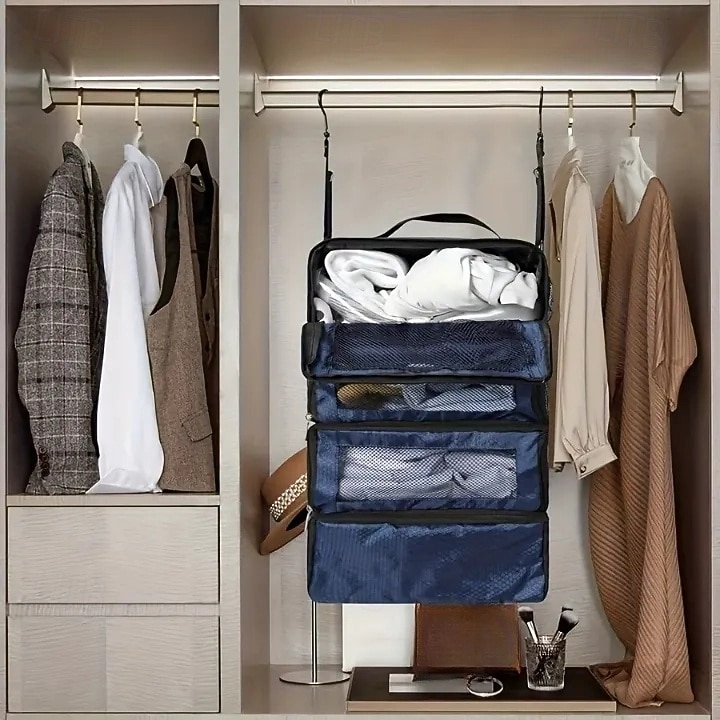 حقيبة تخزين معلقة كبيرة السعة، 4 طبقات، قابلة للطي، متعددة الوظائف، مناسبة لتخزين الملابس، الشماعات، الأمتعة، والملابس الخارجية 2026 - $21.99 –P3