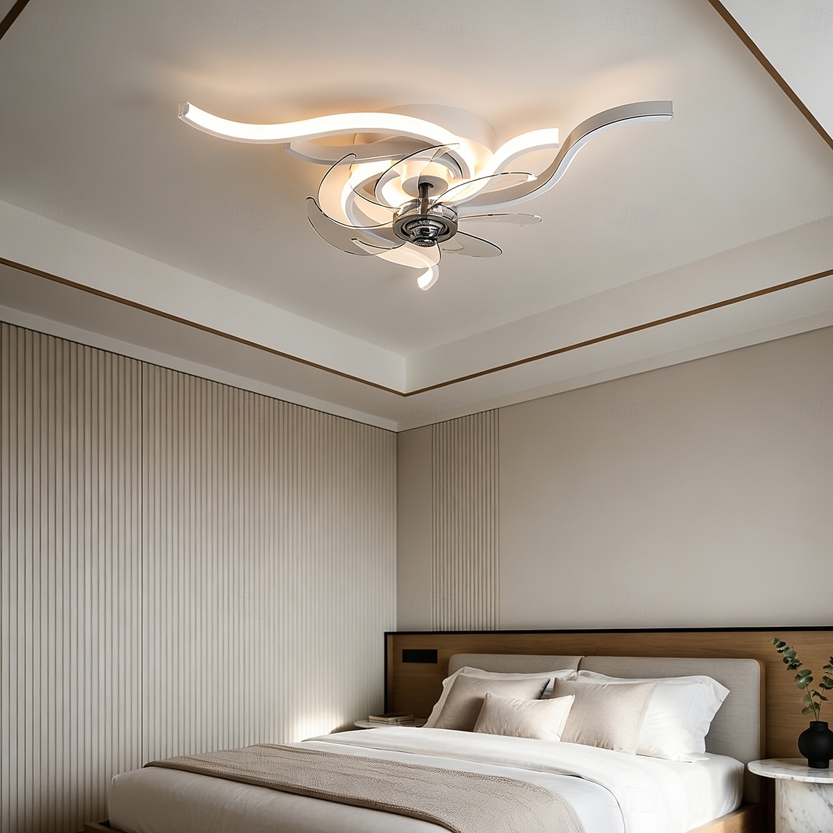 Moderní stropní ventilátor s osvětlením, nízkoprofilové stropní ventilátory s dálkovým ovládáním a ovládáním pomocí aplikace, 6 rychlostí s reverzibilními lopatkami, plynule stmívatelný LED stropní 2026 - $136.99 –P1