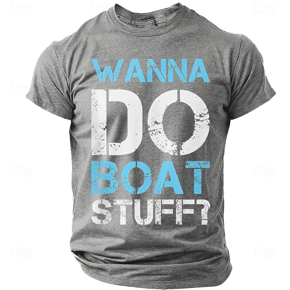 Heren T-shirt met retro nautische, boot- en watersportprint, distressed graphic, regular fit, geschikt voor het leven aan het meer of op het strand. Designer kleding in de maten S, M, L, XL, XXL en 2026 - ₪76 –P5