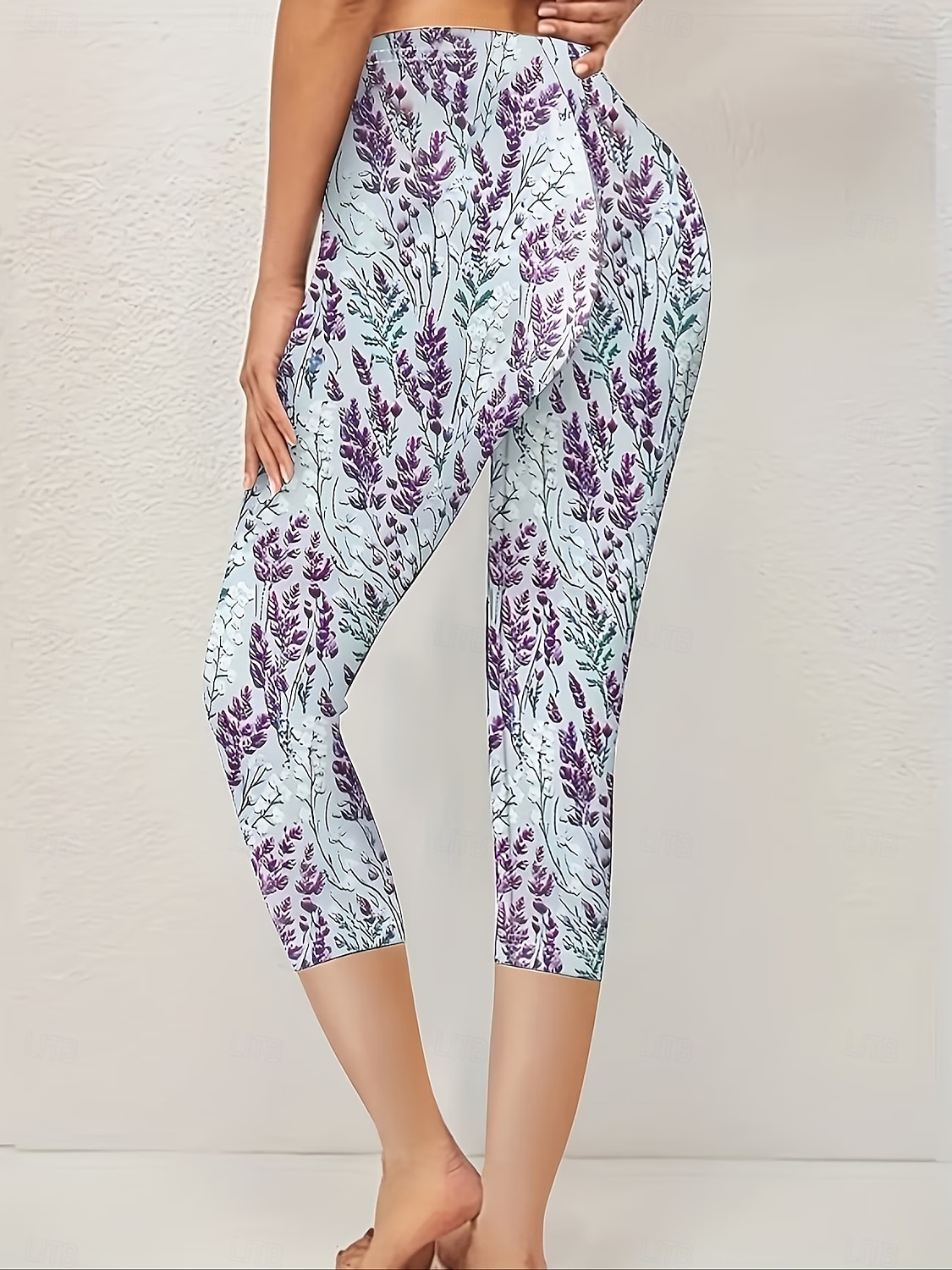 Women's Chinos Leggings Vacation Streetwear Casual Capris High Waist Floral Graphic Printing Comfort Soft Comfortable Stretchy Daily Outdoor Vacation Purple Summer Spring Fall Regular Fit 2026 - $20.99 –P3