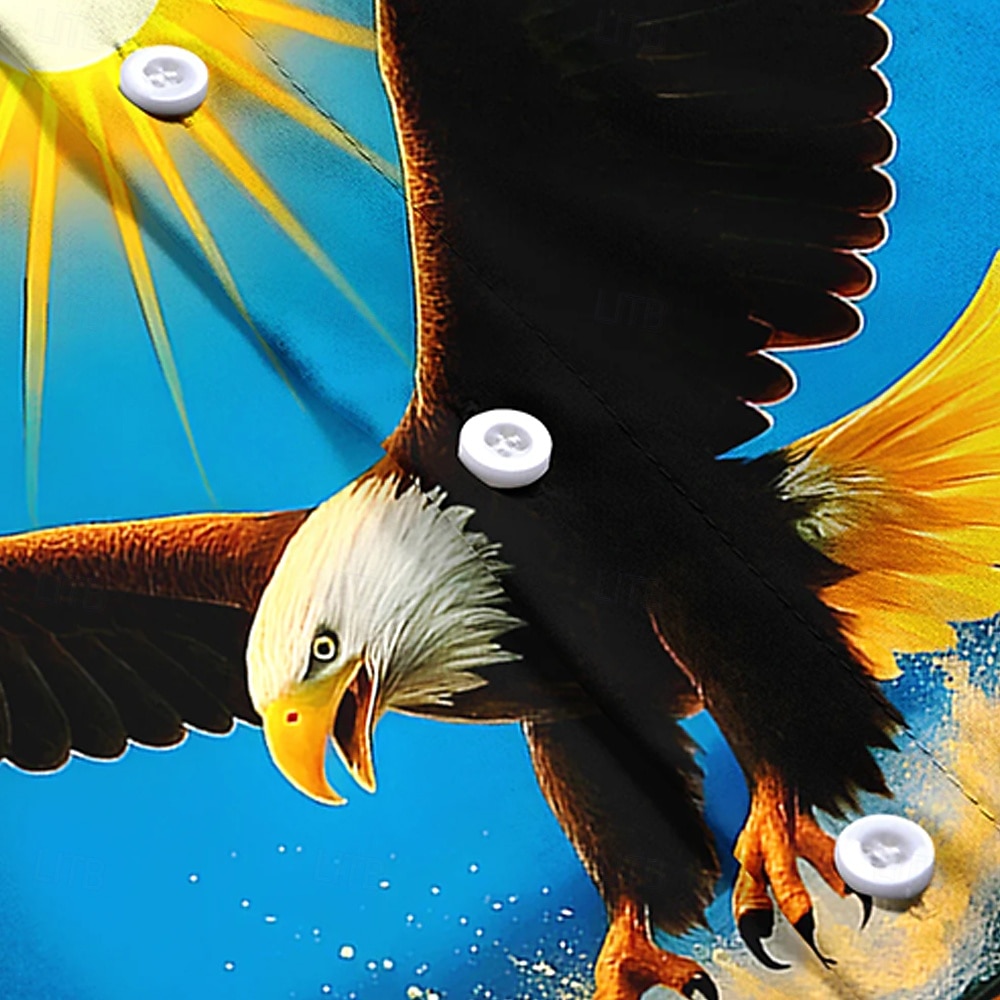Men's Sun 4th of July U.S. 250th Anniversary Eagle Shirt Summer Shirt Button Up Shirt Short Sleeve Patriotic Outdoor Holiday Summer Spring Turndown 3D Print Collared Shirts Front One Pocket Blue 2026 - $25.99 –P4