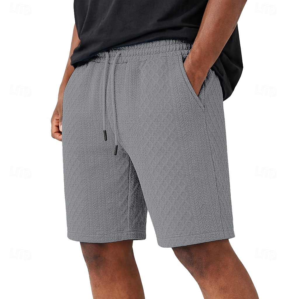 Men's Shorts Casual Shorts Jacquard Pocket Plain Textured Comfort Breathable Above Knee Casual Outdoor Beach Vacation Fashion Navy Blue Light Grey Micro-elastic 2026 - $17.99 –P6