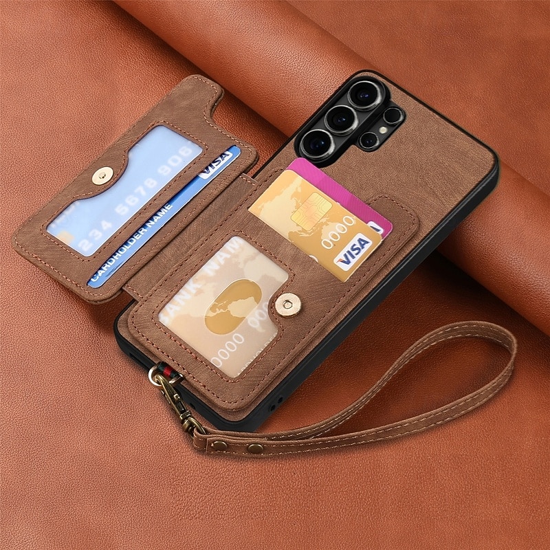 Phone Case For Samsung Galaxy S26 S25 Edge S24 S23 FE S22 Plus  Ultra A56 A36 A26 A16 A06 Wallet Case with Wrist Strap Shockproof TPU PU Leather 2026 - $17.99 –P17