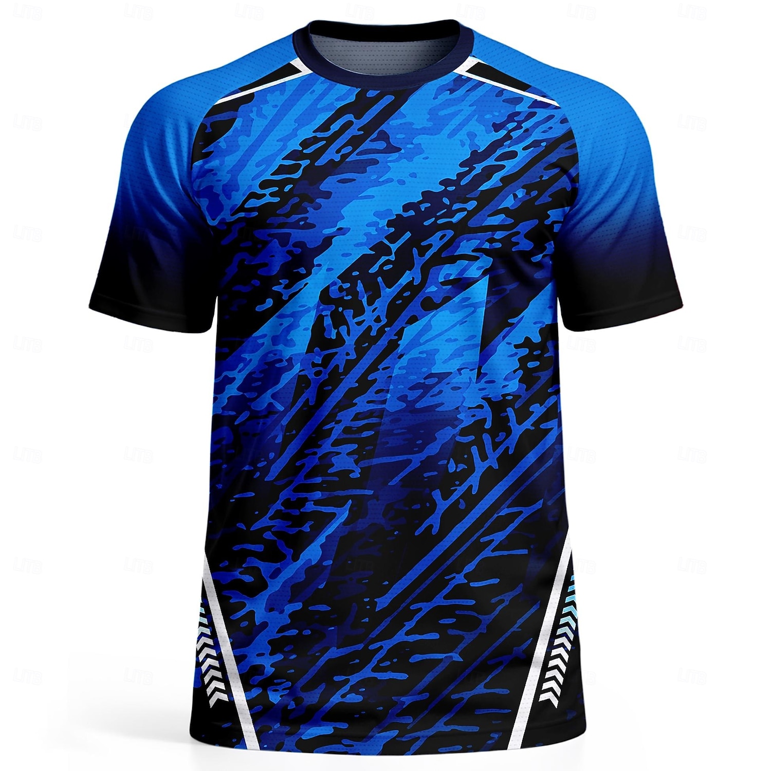Herr Fotbollströja Geometrisk Lutning Abstrakt Atletisk t-shirt Sommar Kortärmad UPF 50 Snabb tork Fuktabsorberande Andningsfunktion Turnering Fotboll Gym Löpning Träning Sport Blå / Svart Sportkläder 2026 - $18.99 –P2