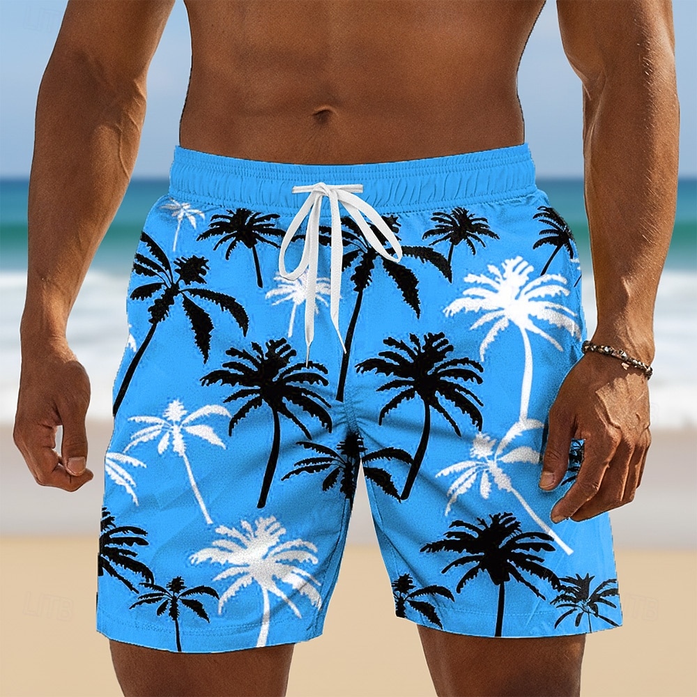 Herren Kokospalme Tropische Pflanzen Badehosen Badeshorts Boardshorts Mittlere Taille Hawaiianisch Strandurlaub Seitentaschen Netzfutter Elastischer Kordelzug in der Taille Designer Bekleidung 2026 - $20.99 –P3