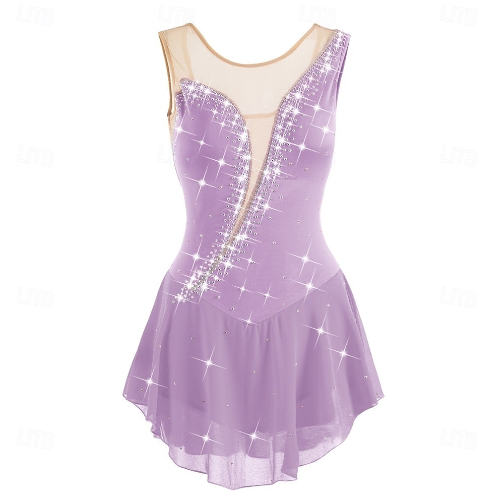 Vestido de patinaje artístico Mujer Patinaje Sobre Hielo Vestidos Violeta Azul marinero Blanco Retazos Espalda Abierta Elástico Entrenamiento Competición Ropa de Patinaje Clásico Cristal / Strass Sin 2026 - $154.99 –P8