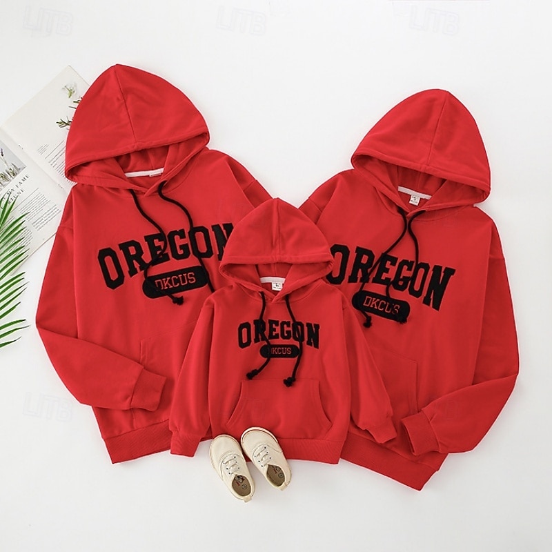 Family Tops Letter Casual Print Red Light Purple Beige Long Sleeve Active Matching Outfits 2026 - $45.99 –P6