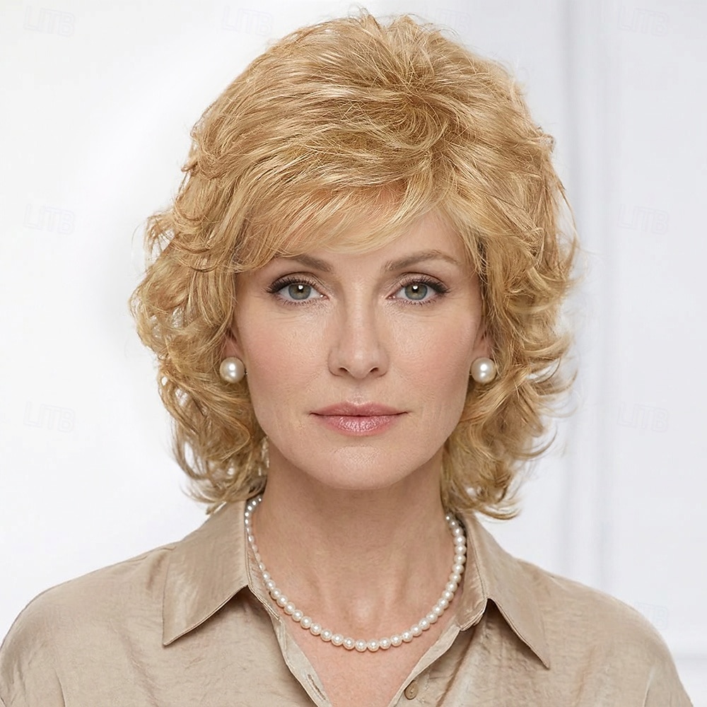 Perruque bouclée élégante pour femme - brun riche avec frange douce de 2026 ? $32.99 –P8