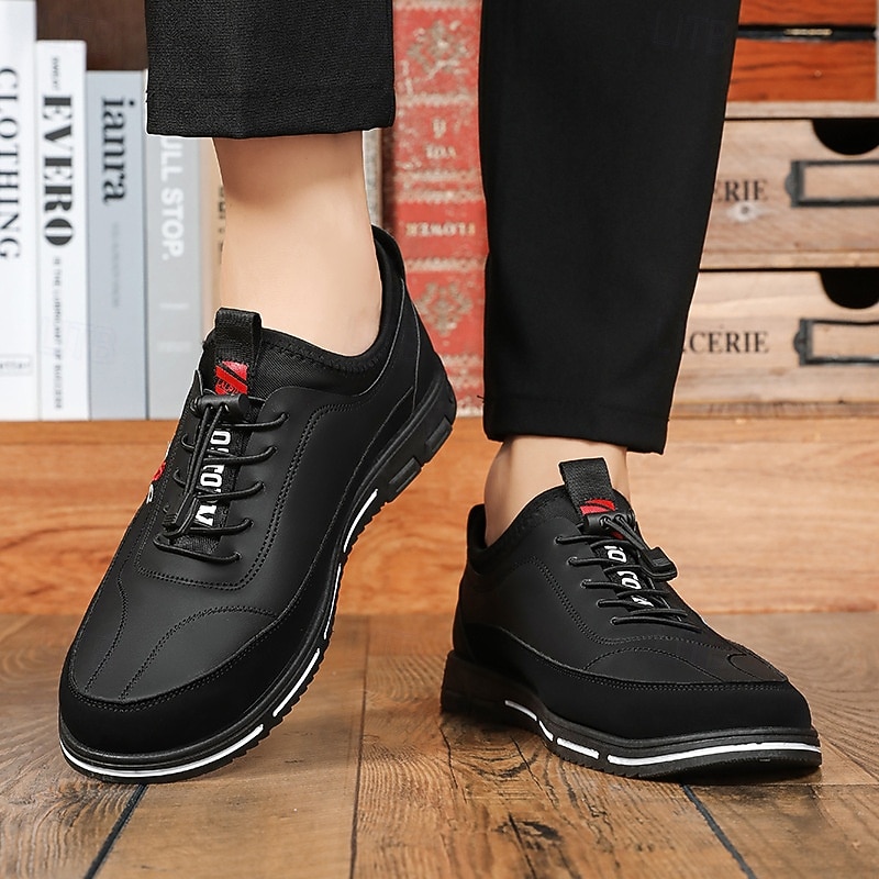 Zapatillas sin cordones de piel sintética negra para hombre: prácticas, cómodas y elegantes para uso informal y diario. 2026 - $29.99 –P5