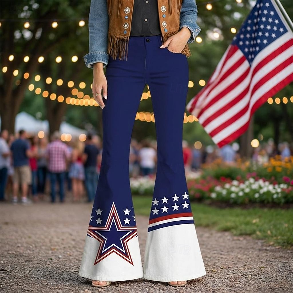 250th Anniversary USA Retro Vintage 1970s Pants Bell Bottom Pants Hippie Disco High Waist Fancy Dress Women's Masquerade 4th of July Party Independence Day Adults' Pants 2026 - $35.99 –P1