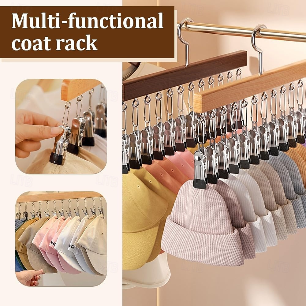 garderobsorganisatör med 12 klämmor, platsbesparande hängande garderobsorganisatör, platsbesparande mössa, halsduk, klädnypor för jeans, kjolar, strumpor, byxgalgar med klämmor 2026 - $9.99 –P3