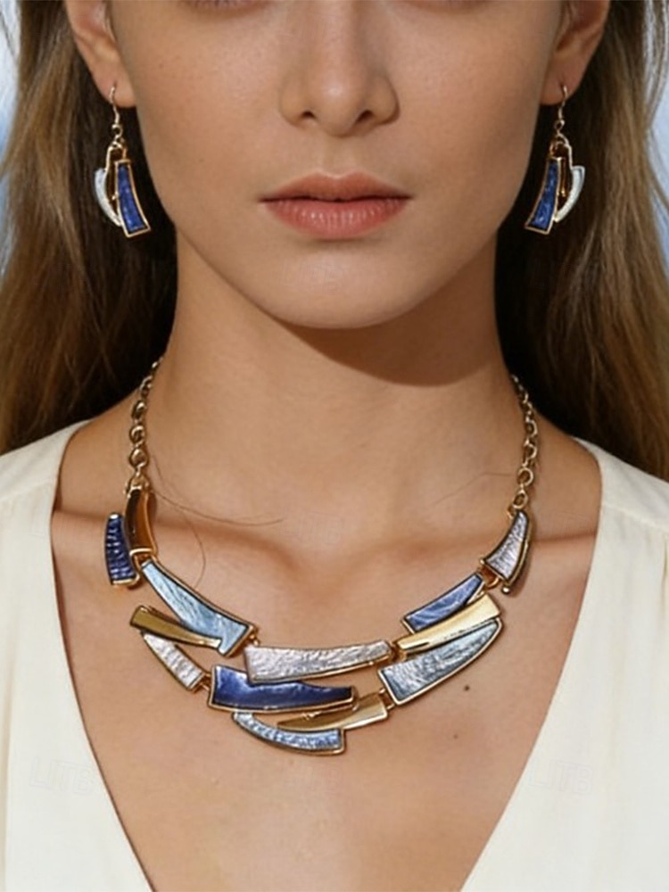 női bohém ötvözetből készült nyaklánc és fülbevaló szett, többszínű, stílusos és elegáns dizájn, ideális mindennapi használatra, nyaraláshoz és utazáshoz 2026 - $14.99 –P4