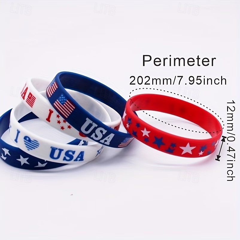 18 braccialetti patriottici in silicone – rosso, bianco &design bandiera blu degli Stati Uniti, braccialetti regolabili multicolori per il 4 luglio, il Memorial Day, bomboniere del 2026 a $15.99 –P7