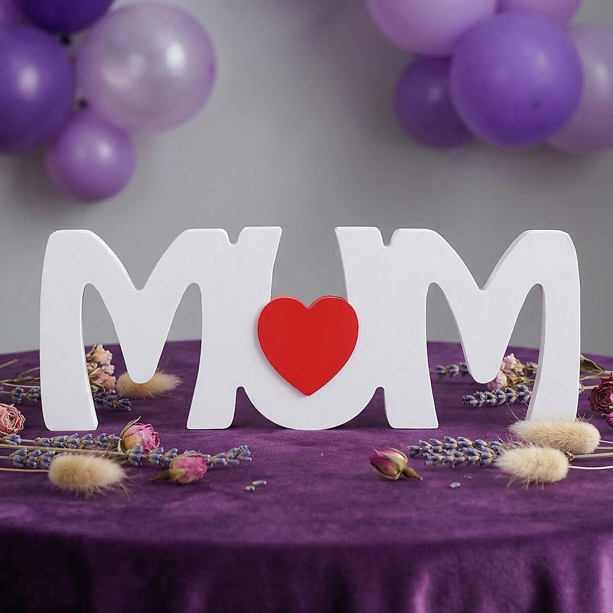 1PC, Mother's Day Red Heart White MUM Letter-shaped Decorative Item, Sherwood Board Material Tabletop Decorative Letter Board, Gifts for Mom, Suitable for Home Decoration, Parties, and Gatherings 2026 - $15.99 –P1