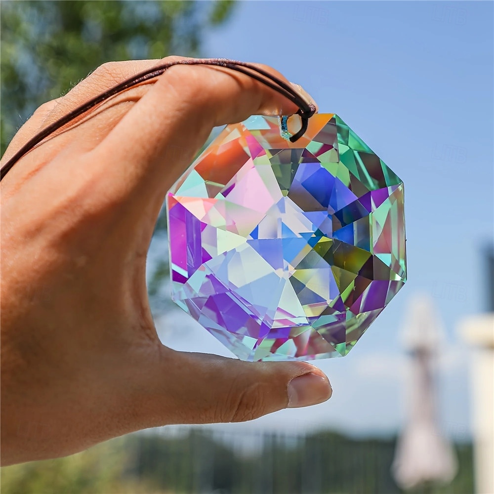 Acchiappasole arcobaleno in cristallo da 7,5 cm per finestre, grande acchiappasole ottagonale in cristallo colorato, prisma per interni ed esterni, casa del 2026 a $22.99 –P2
