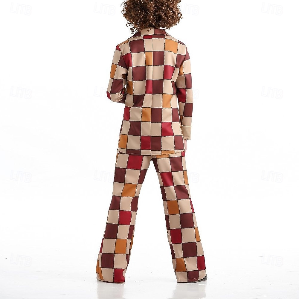 Σετ Ρετρό / Βίντατζ Δεκαετία '70 Παντελόνια Πουκάμισο Μακριά Μανίκια Χίπισσα Ντίσκο Καρώ / Gingham Φανταχτερή Φόρεμα Ανδρικά Απόκριες μουσικό φεστιβάλ Ρετρό Θεματικό Πάρτι Ενηλίκων 2026 - $86.99 –P7