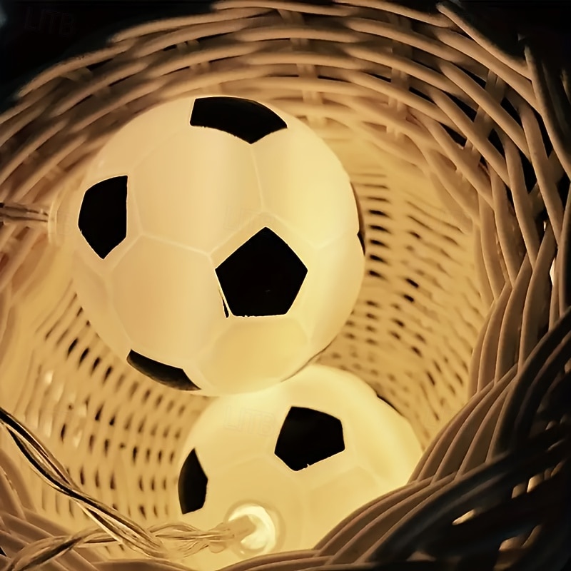 1 cadena de luces LED de 2 m y 10 ledes para balón de fútbol: luces LED de interior con caja de batería, luz cálida, luz blanca y opciones de luz de colores para sala de estar, dormitorio, fiesta y 2026 - $10.99 –P4