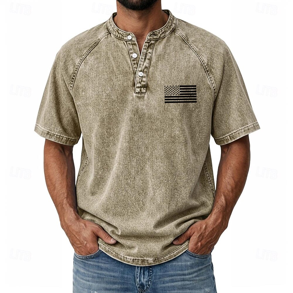 T-shirt graphique américain US Flag pour homme SoftFade™ chemise en denim 100 % coton chemise acid wash haut à manches courtes vintage streetwear maison rue été printemps noir rose vert clair gris de 2026 ? $31.99 –P8