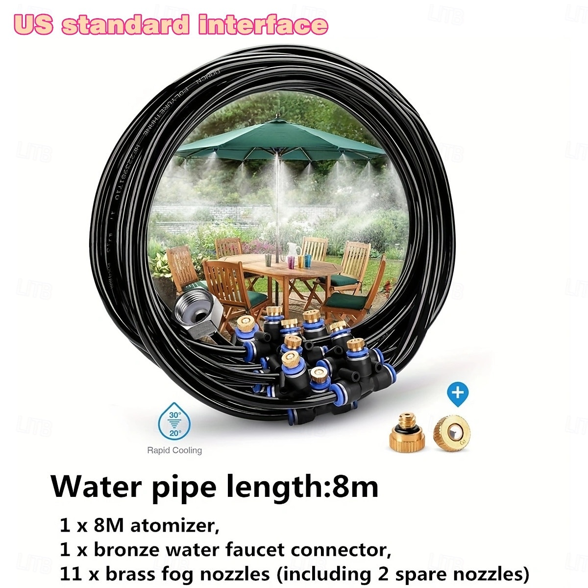 Outdoor Misting Cooling System 8m(26ft) Misting Line 11 Brass Mist Nozzles for Patio Garden Greenhouse 2026 - $34.99 –P9