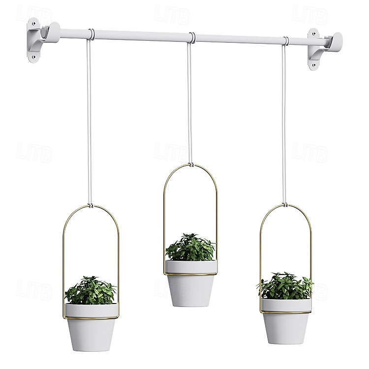 Ensemble de jardinières suspendues réglables pour fenêtre – support pour plantes en tige métallique avec 3 pots pour l'intérieur &Support mural extensible pour plantes d'extérieur, jardinière de 2026 ? $38.99 –P2