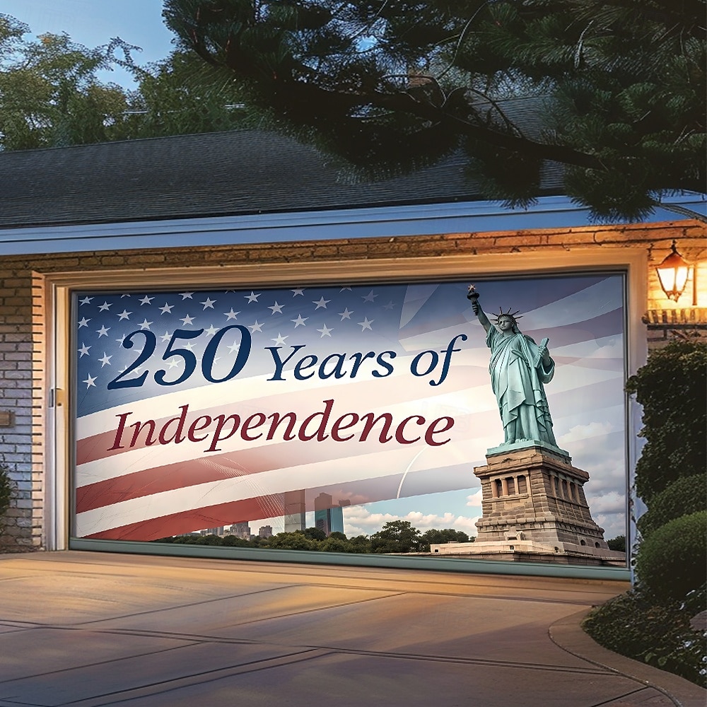 4 de julio de 2026 250º Día de Memorial Tapiz Cubierta de puerta de garaje Gran fondo colgante Bandera Americana Vintage 3D Fiesta Patriótica Fondos de tiro al aire libre Decoración del hogar de la 2026 - $59.99 –P6