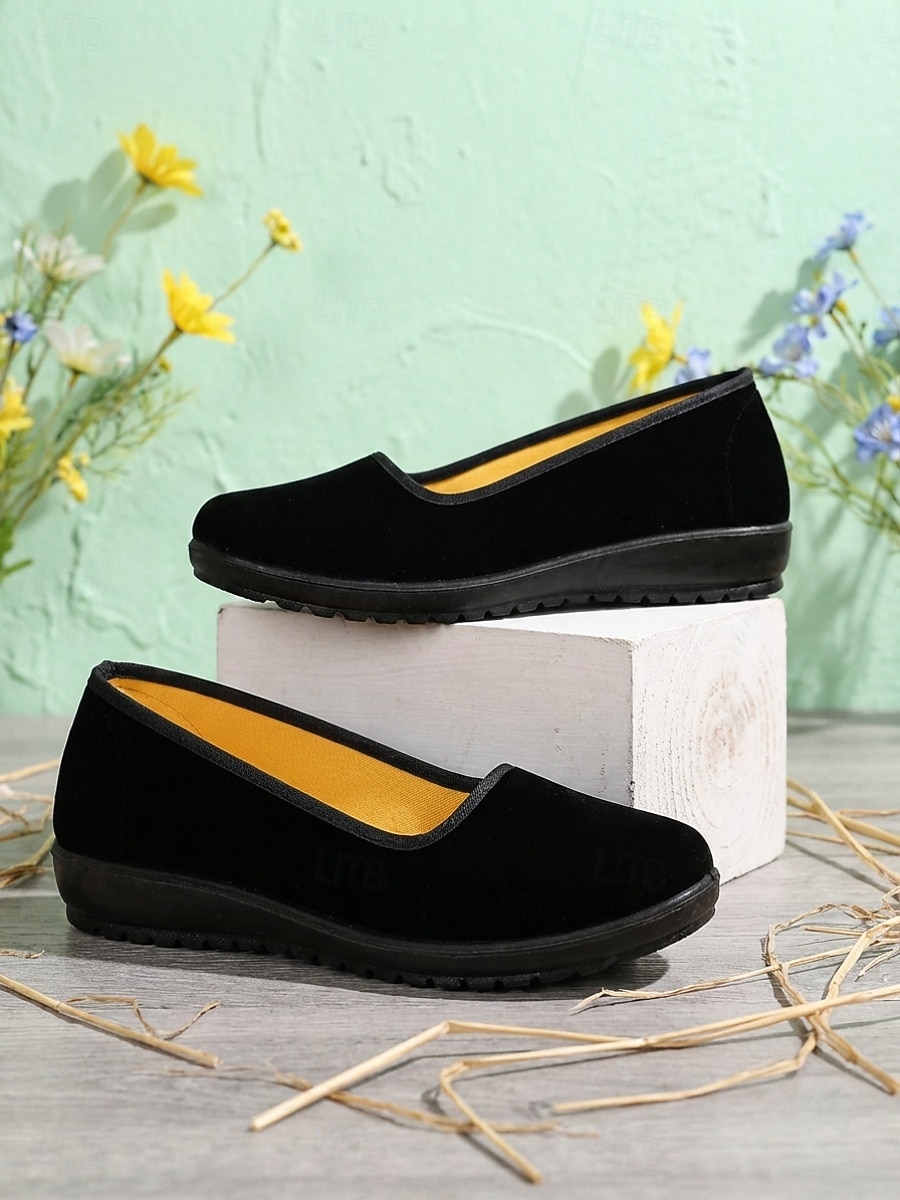 Komfortable svarte slip-on flats for kvinner – myke flats med fleksibel såle for hverdagsbruk, turgåing og uformelle utflukter 2026 - $18.99 –P7