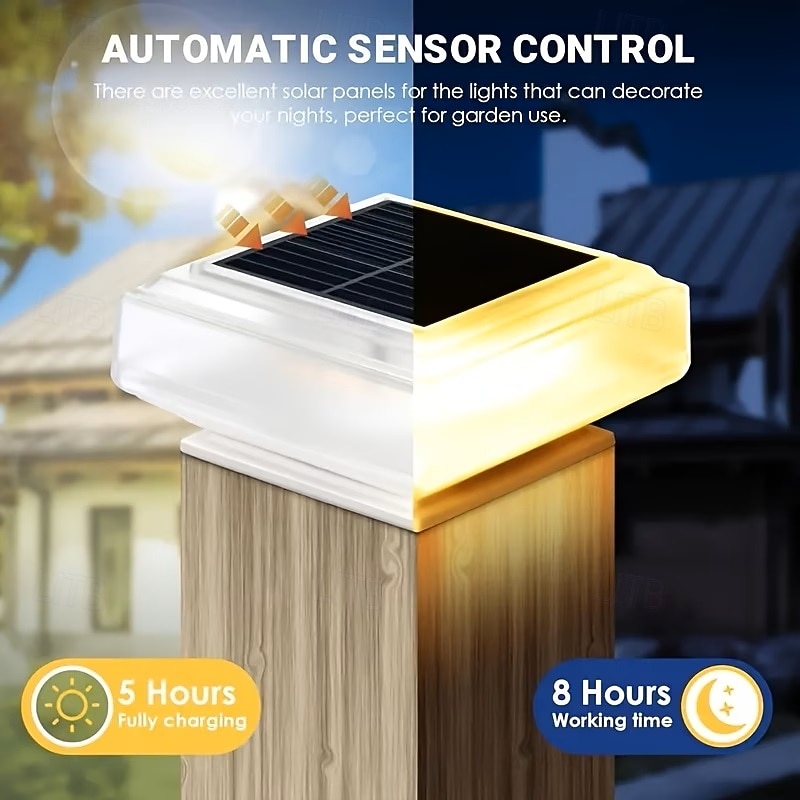 2PCS Solar Post Light Solar Fence Post Lights Outdoor Waterproof Solar Powered with Warm White for Garden Patio Porch Lighting 2026 - $46.99 –P5