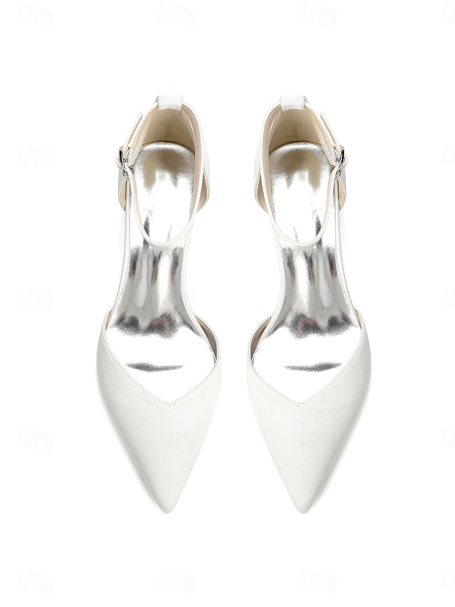 Zapatos de tacón bajo color champán para mujer con tira en el tobillo, elegantes zapatos para la madre de la novia para bodas en jardines, zapatos de vestir de punta afilada y tacón bajo para 2026 - $59.99 –P5